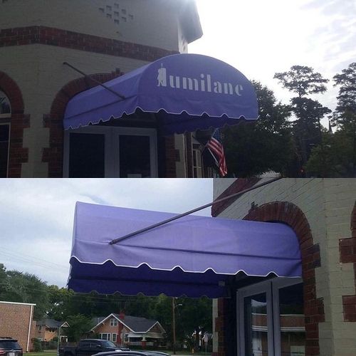 Walkway awning for the Lumilane building