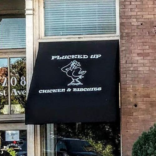 A window awning for Plucked Up - Chicken & Biscuits