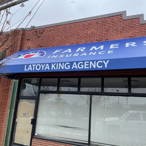 An entryway awning for Farmer's Insurance - Latoya King Agency