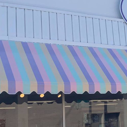 window awning for Baby Lane's - Children's Consignment Store - Established 2011