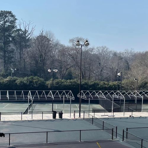 several cabanas under construction for Country Club of Columbus